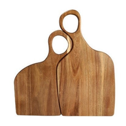 Couple Black Walnut Cutting Board Set – 1.5 cm Thick Wooden Cheese & Serving Boards