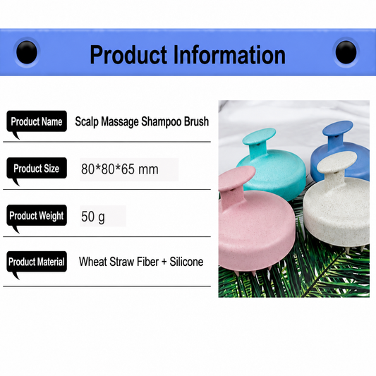 Scalp Massager Shampoo Brush โ Eco Wheat Straw Silicone Scalp Scrubber Gentle Hair Care Brush