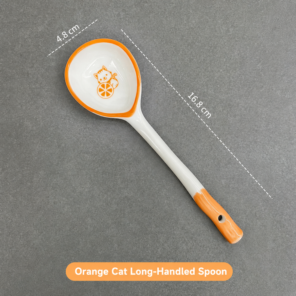 Cute Ceramic Soup Spoon – Long Handle Japanese Style Spoon with Rabbit, Cat & Cherry Blossom Designs for Dining