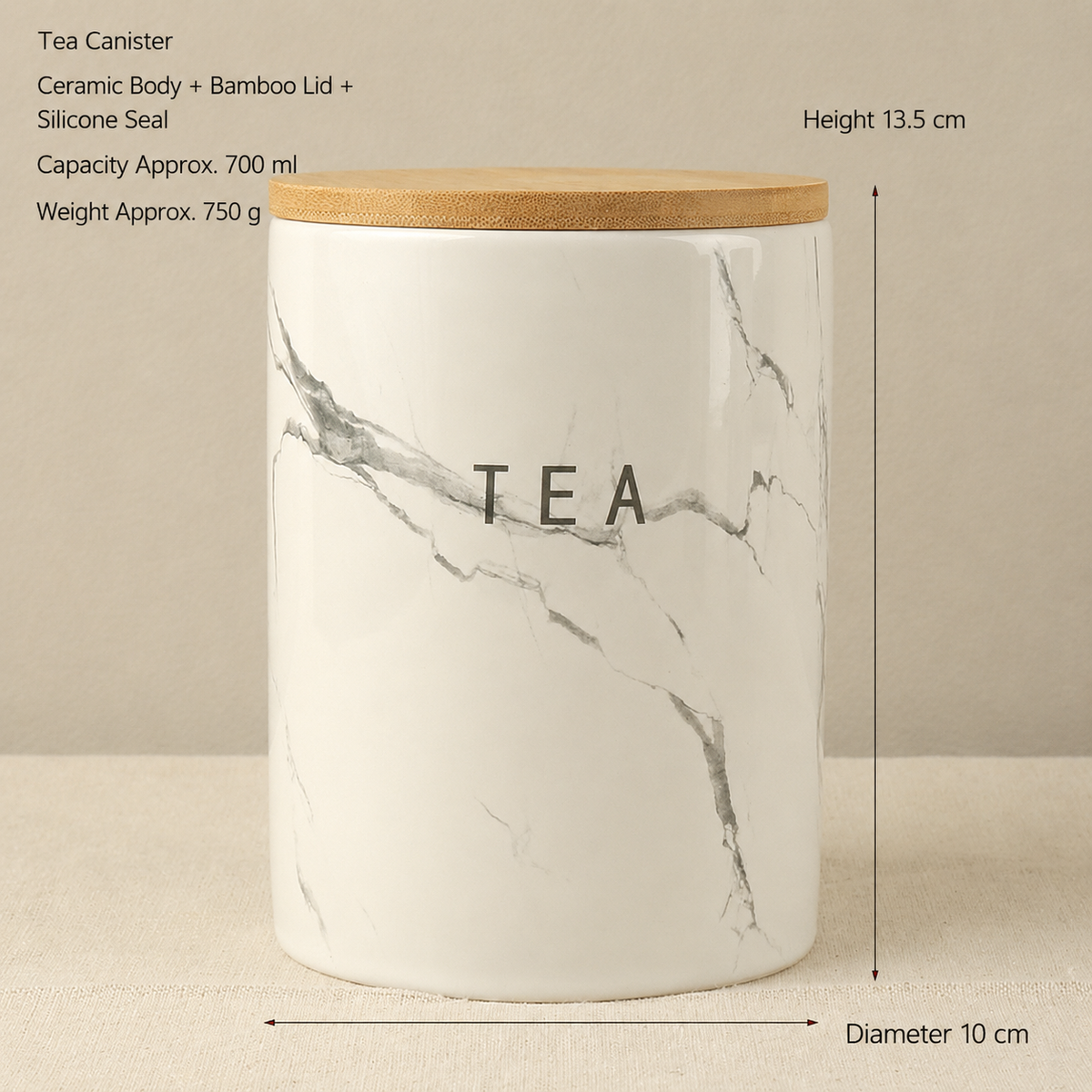 Marble Ceramic Storage Jar – 700ml Kitchen & Home Canister