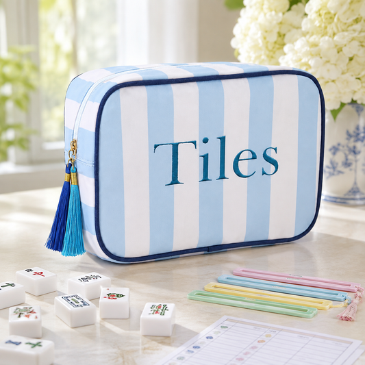 Mahjong Tile Storage Bag – Oxford Fabric Portable Game Set Organizer with Tassel Design