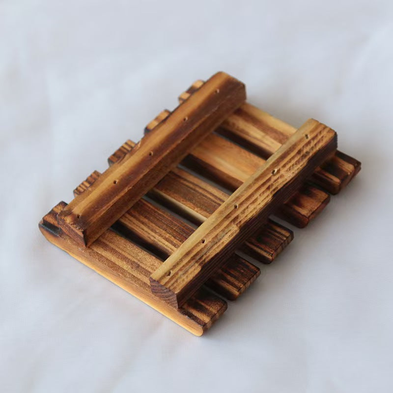 Carbonized Pine Wood Soap Dish Holder