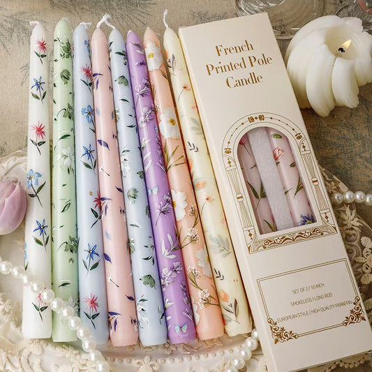 25cm Printed Taper Candles โ Set of 2
