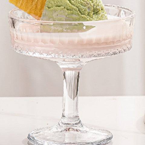 Vintage Ribbed Glass Goblet – Ice Cream, Milkshake & Dessert Cup