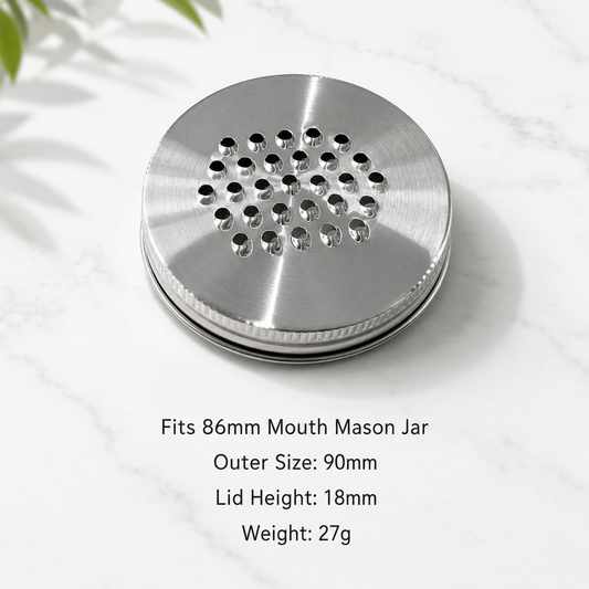 304 Stainless Steel Grater Lid for Mason Jars – Narrow Mouth Shredding & Slicing Cover for Kitchen Storage