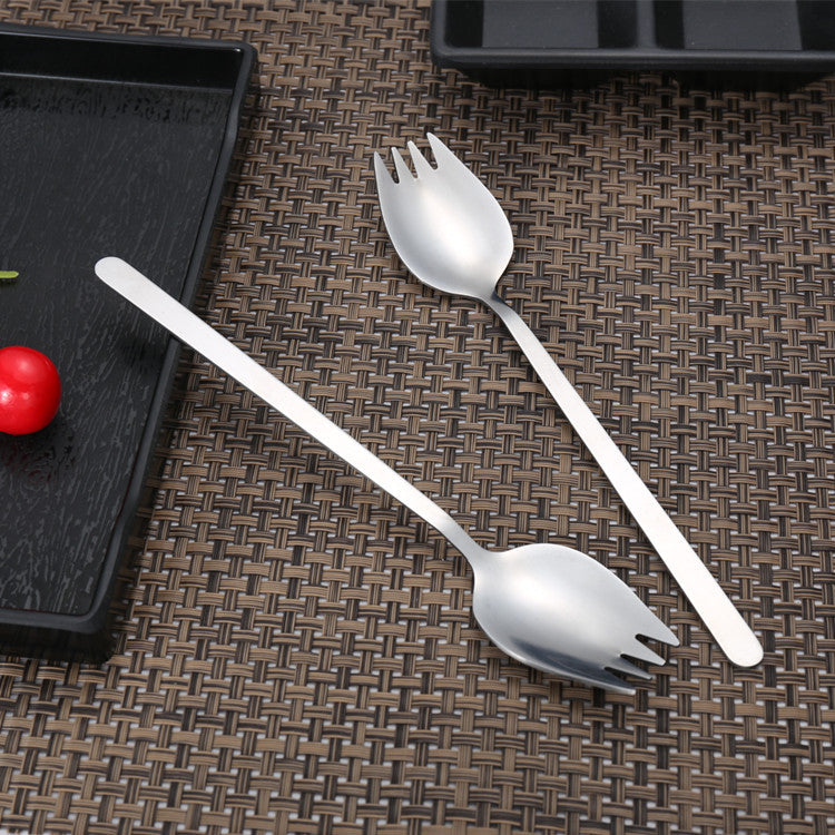 Stainless Steel Spork – 19cm Long Handle Fork Spoon Combination Utensil for Dining & Camping