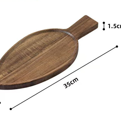 Wood Leaf Serving Tray Acacia Wood Decorative Storage Tray