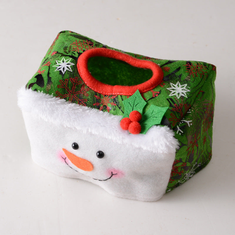Christmas Tissue Box Cover Festive Santa Snowman Nonwoven Fabric Tissue Holder
