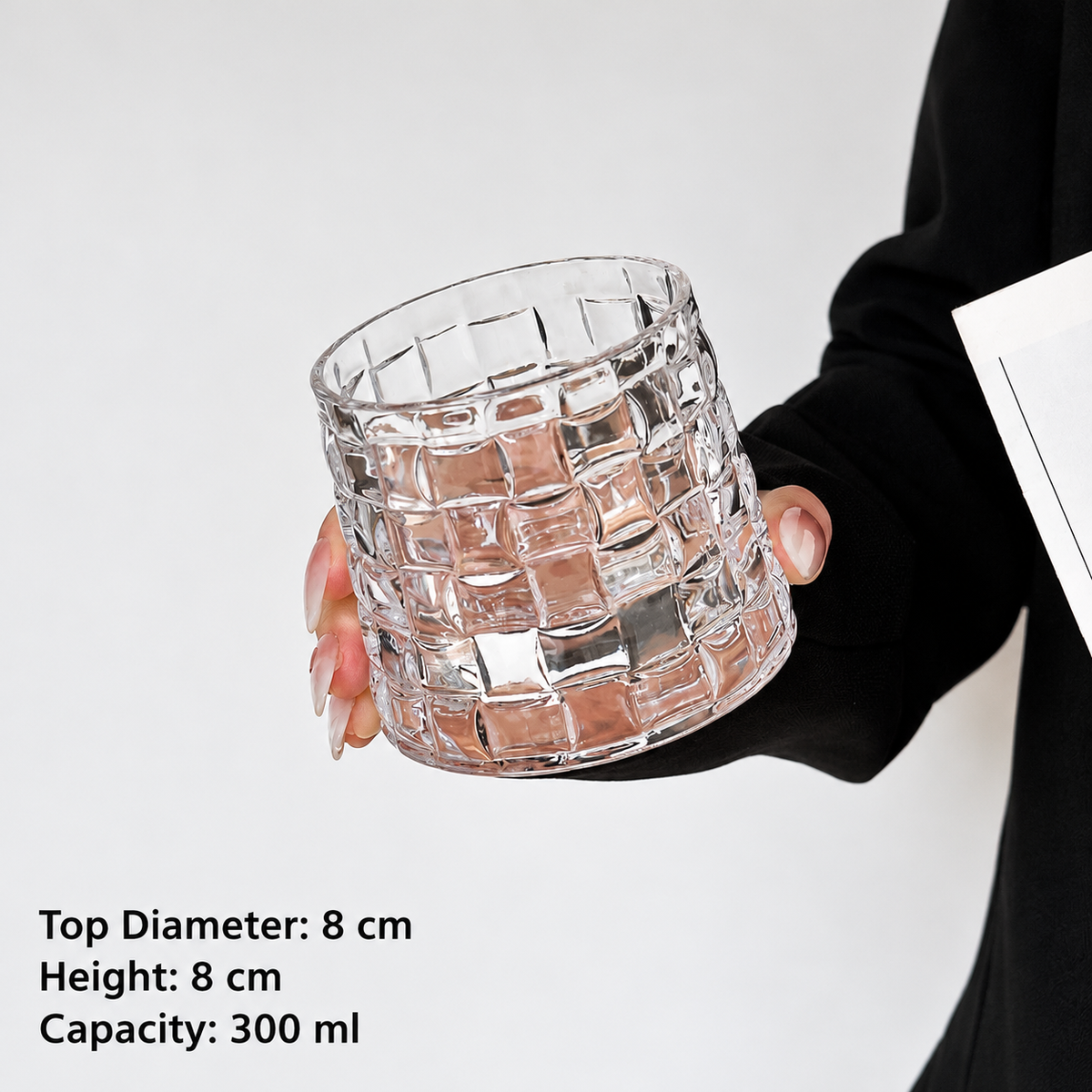 Vintage Ribbed Glass Coffee Cup Textured Iced Latte Whiskey Tumbler
