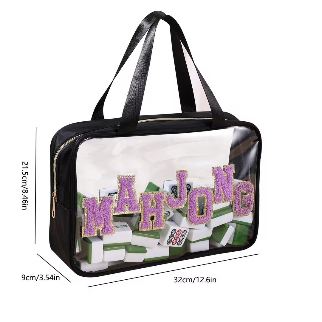 Portable Mahjong Storage Bag – Transparent Large Capacity Game Tile Organizer with Handle for Travel & Home