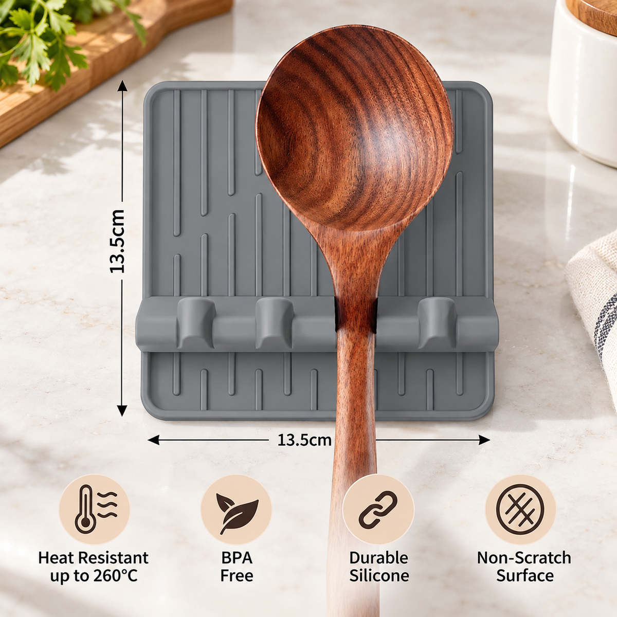 Silicone Utensil Rest Heat Resistant Spoon Holder