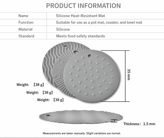 Wavy Textured Round Silicone Trivet, Multi‑Purpose Heat‑Resistant Pot & Cup Mat