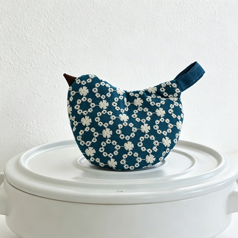 Embroidered Bird Pot Handle Cover – Heat Insulated Kitchen Lid Protector