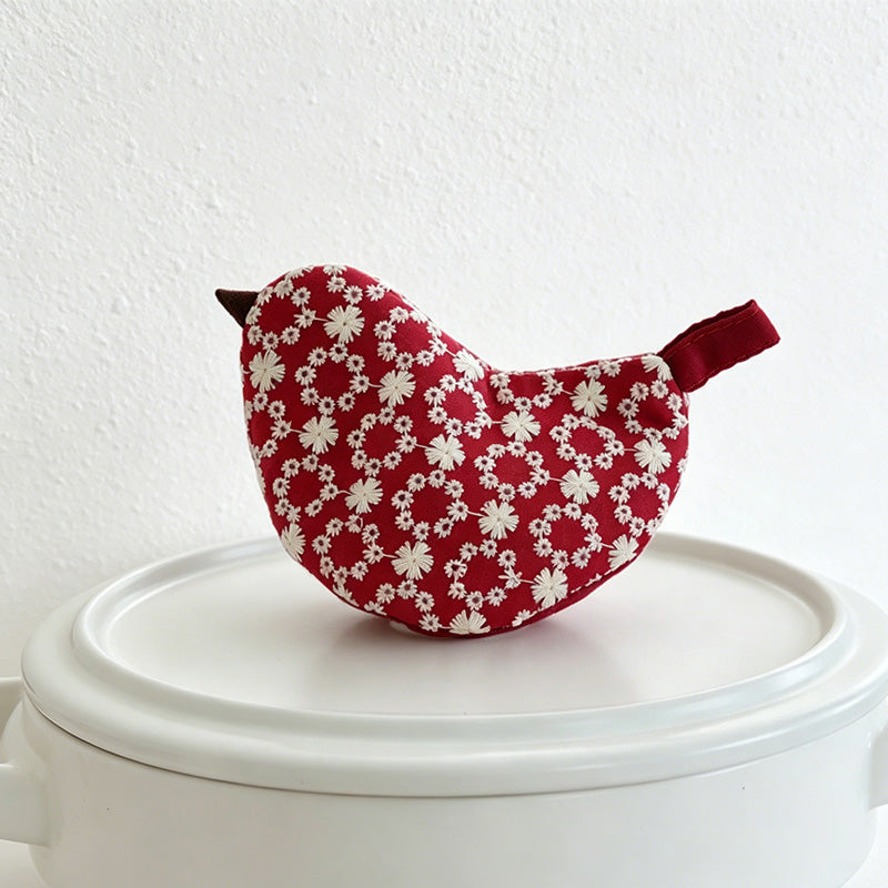 Embroidered Bird Pot Handle Cover – Heat Insulated Kitchen Lid Protector