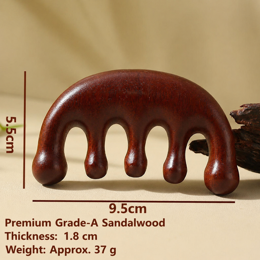 5-Prong Wooden Scalp Massage Comb โ Sandalwood Hair & Head Massage Tool