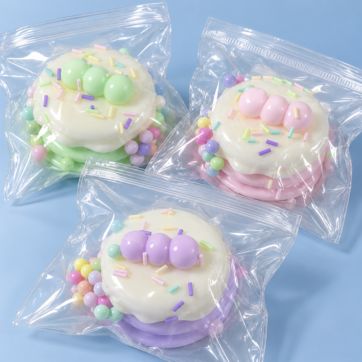 Pastel Cake Squishy Fidget Toy with Colorful Sprinkle Details