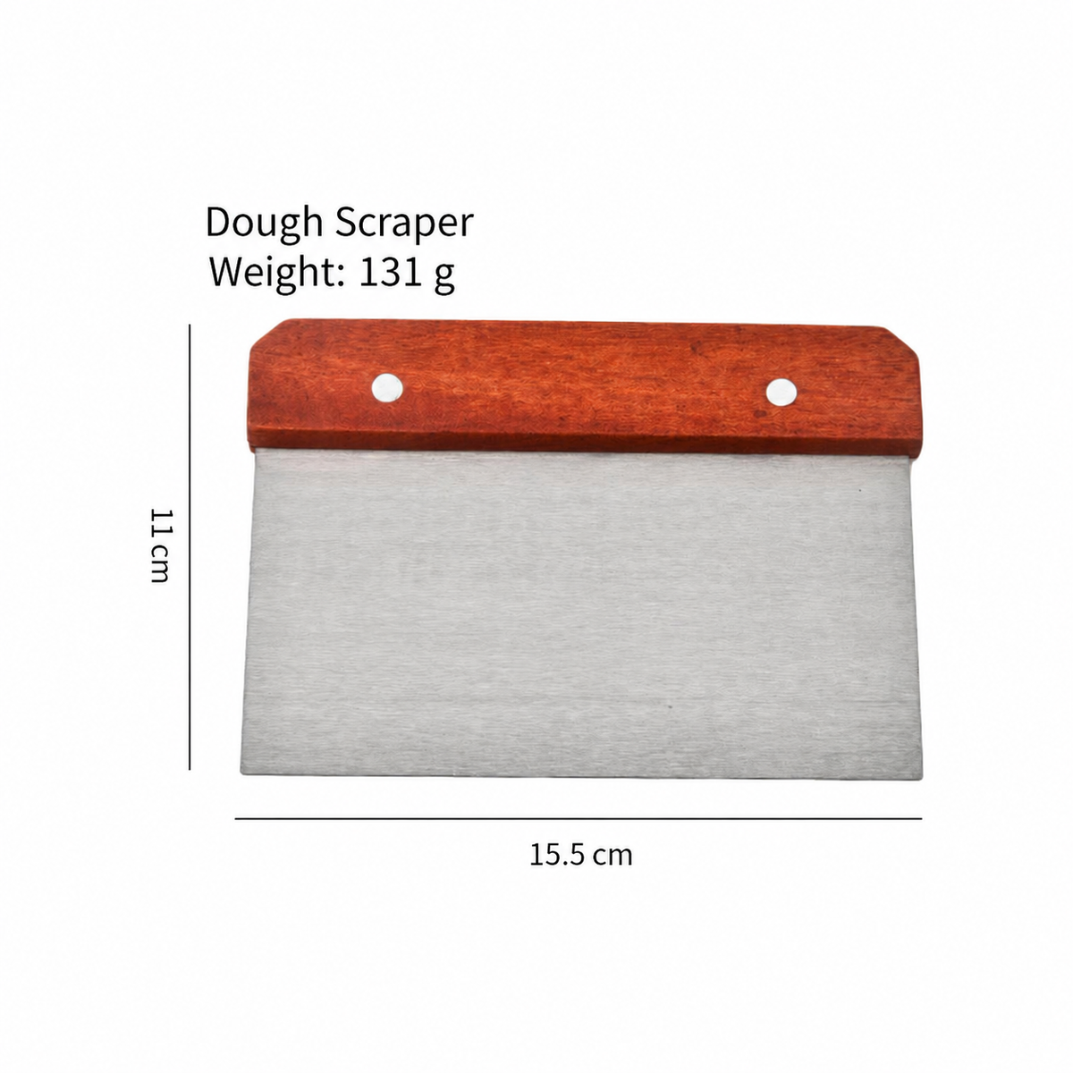 tainless Steel Bench Scraper with Wooden Handle, Rectangular Dough Cutter