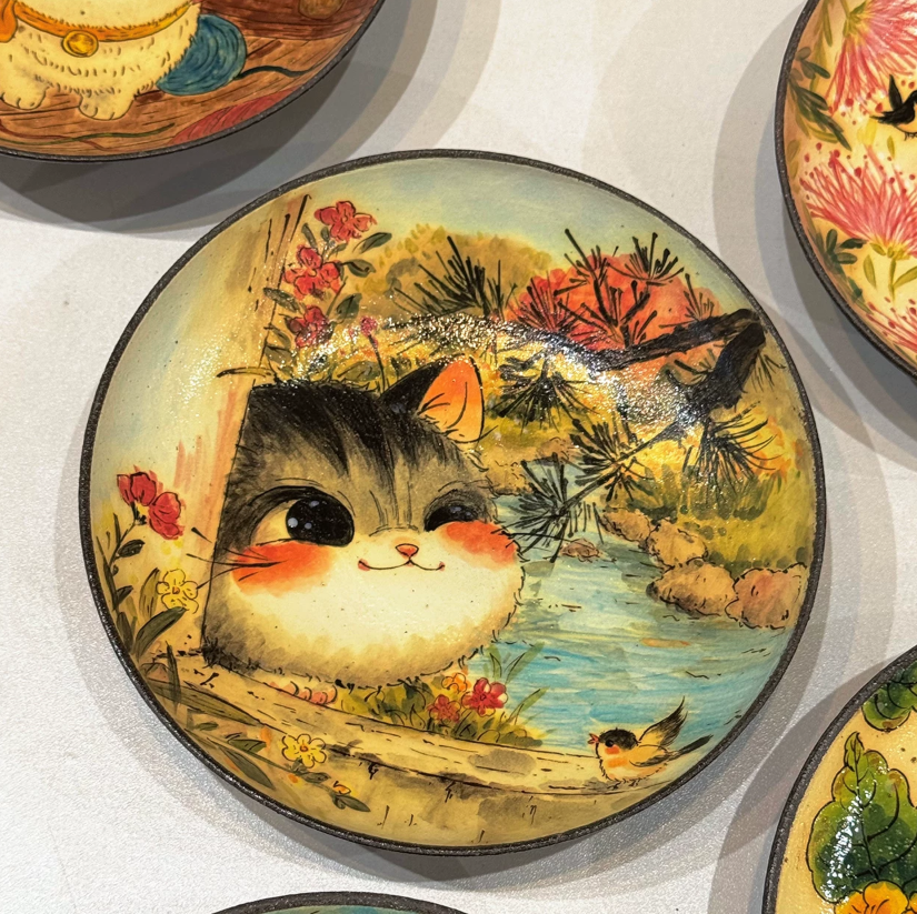 Misty Garden Cat Blossom Tea Tray