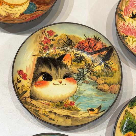 Misty Garden Cat Blossom Tea Tray