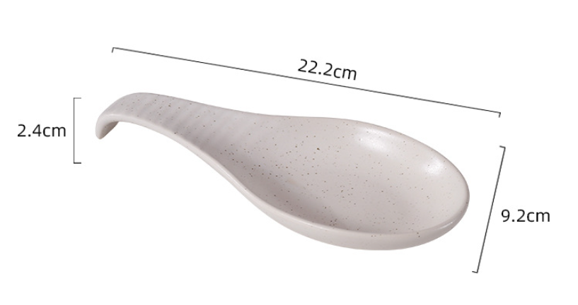 Ceramic Spoon Rest – Speckled Pottery Spoon Holder for Kitchen Countertop & Cooking Utensils