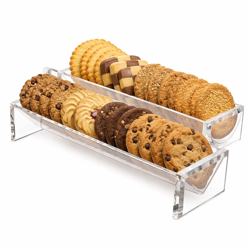 Clear Acrylic Biscuit Storage Tray Transparent Cookie Organizer Display Box