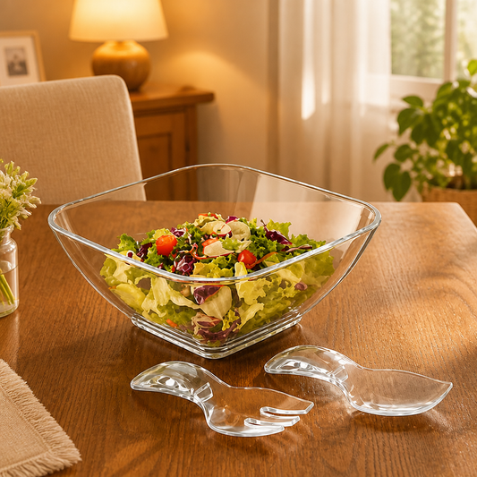 Round Acrylic Salad Bowl, Large Clear Serving Bowl