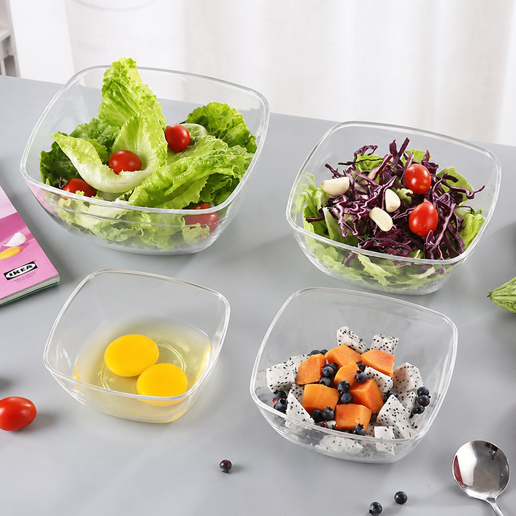Round Acrylic Salad Bowl, Large Clear Serving Bowl