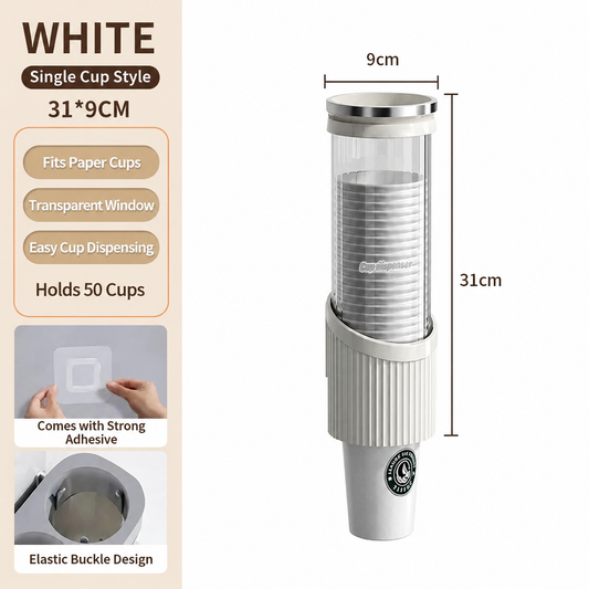 Wall Mounted Paper Cup Dispenser โ Modern Automatic Cup Holder Organizer for Kitchen, Office & Coffee Station