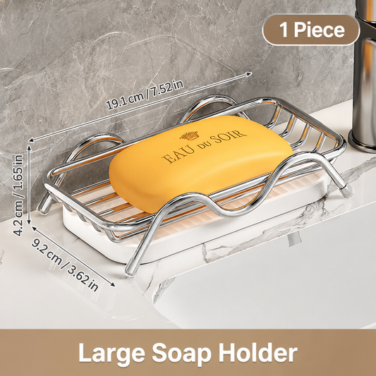 Stainless Steel Soap Dish Holder โ Minimalist Soap Rack with Drain Tray, Rust Resistant Bathroom Soap Storage Organizer