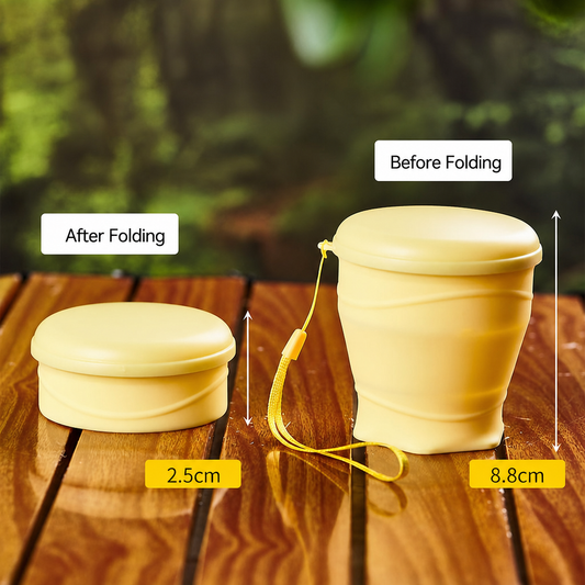 Silicone Collapsible Cup with Lid โ 260ml Portable Travel & Camping Drinking Cup