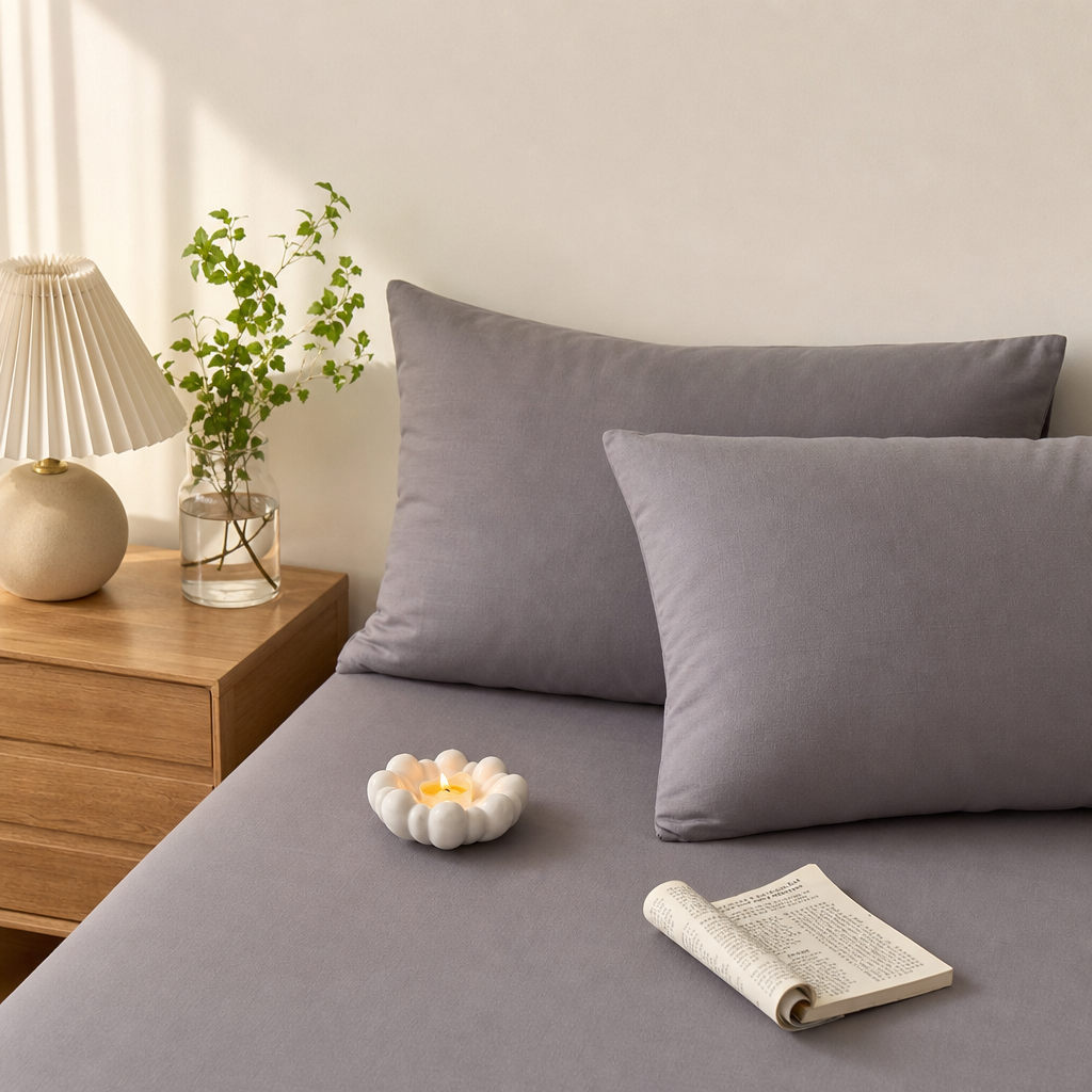 ashed Cotton Pillowcase – Soft Breathable Easy Care Pillow Cover