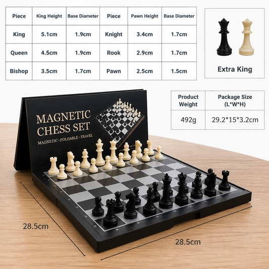 Magnetic Folding Chess Board โ Portable Travel Chess Set with Storage Box
