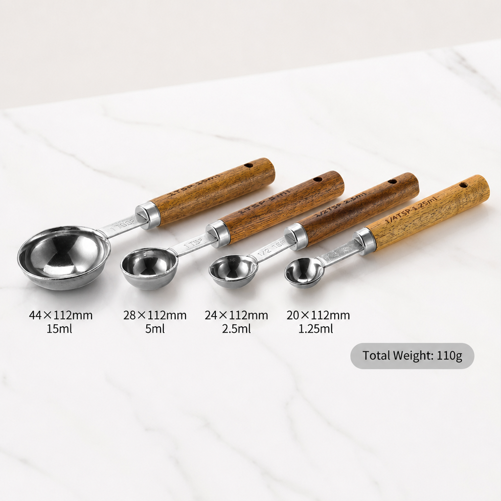 Gold Plated Stainless Steel Measuring Cups & Spoons Set – 4 Piece
