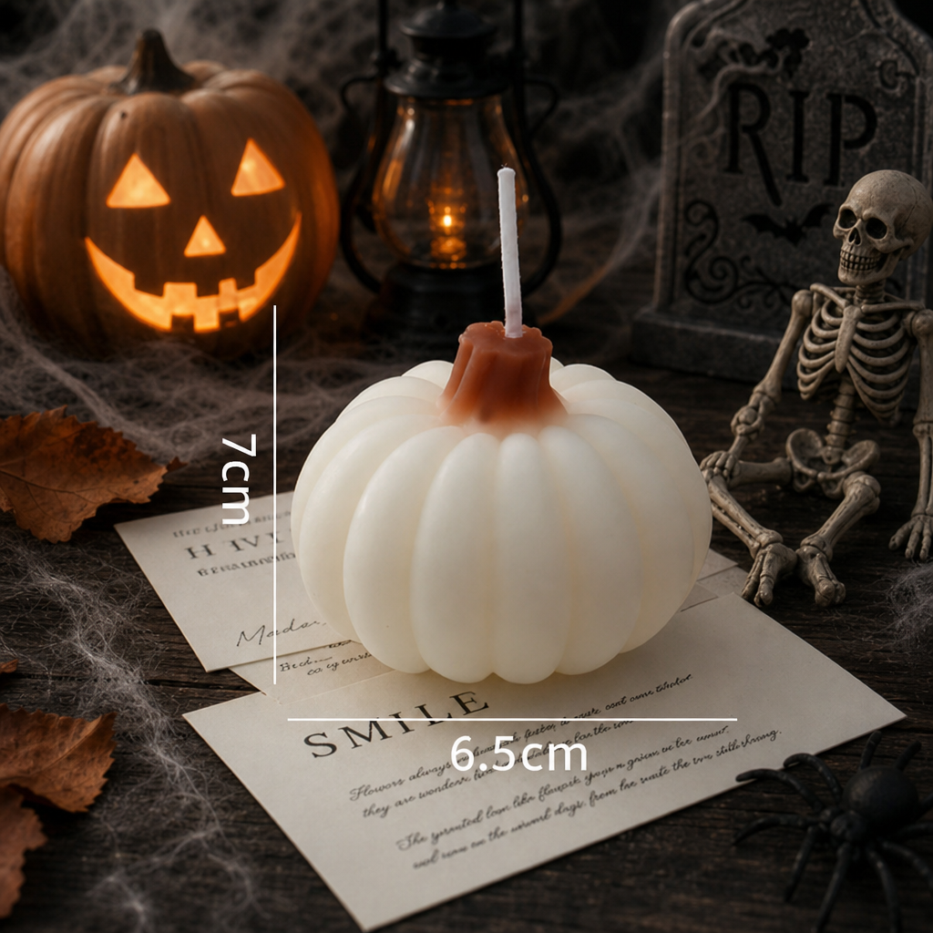 Halloween Pumpkin Scented Candle – Short Pumpkin Shaped Handmade Decorative Candle
