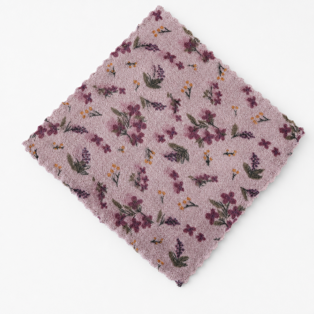 Floral Coral Fleece Absorbent Hand Towel with Lace Edge