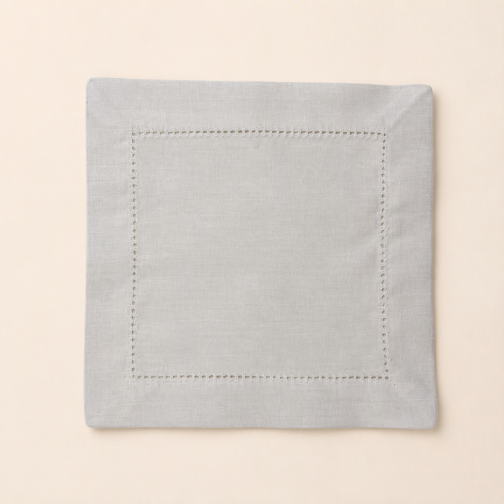 White Linen Cotton Blend Square Drink Coaster 15×15cm