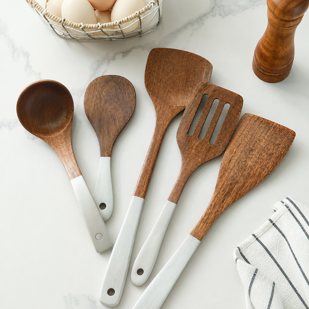 Long Handle Chicken Wing Wood Spatula