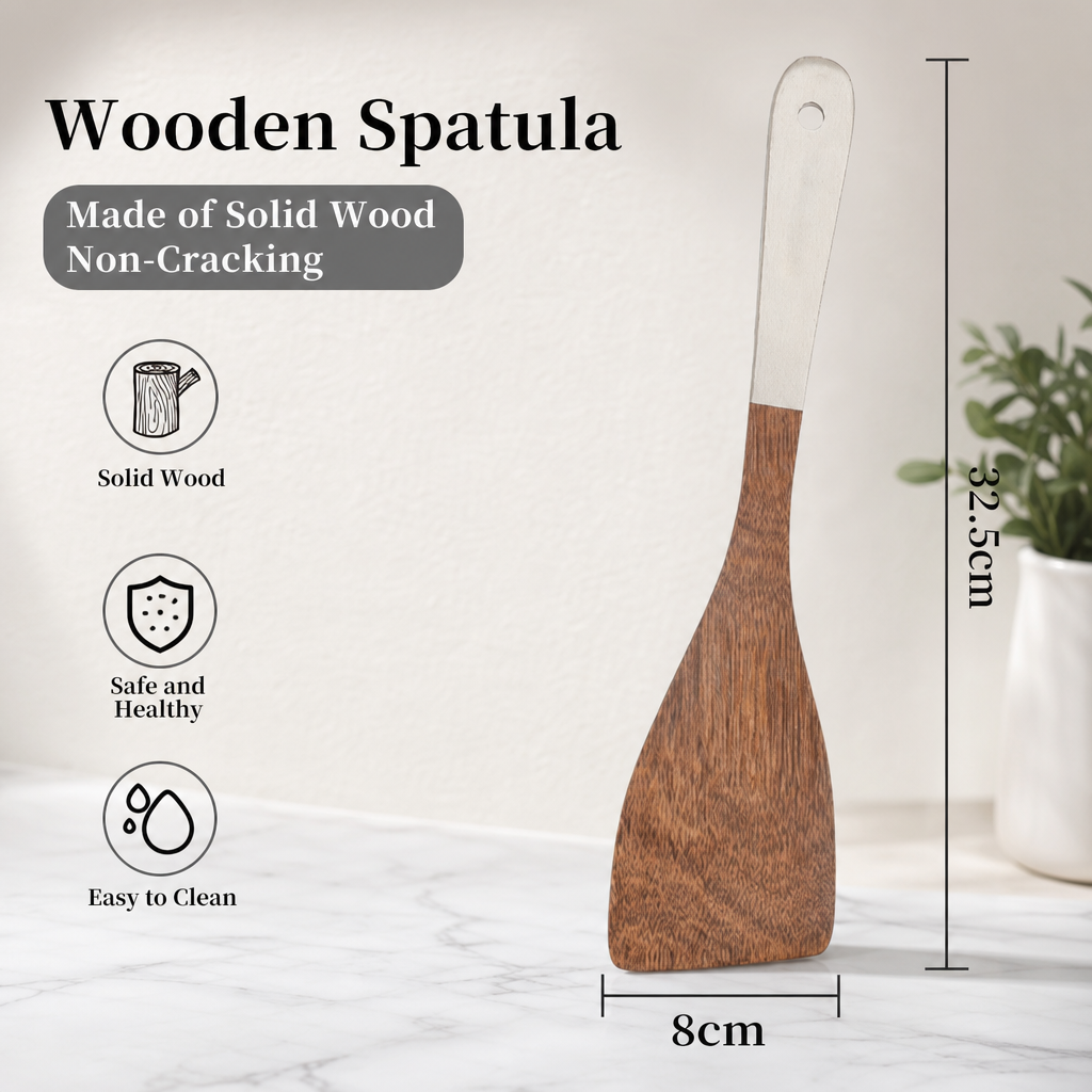 Long Handle Chicken Wing Wood Spatula
