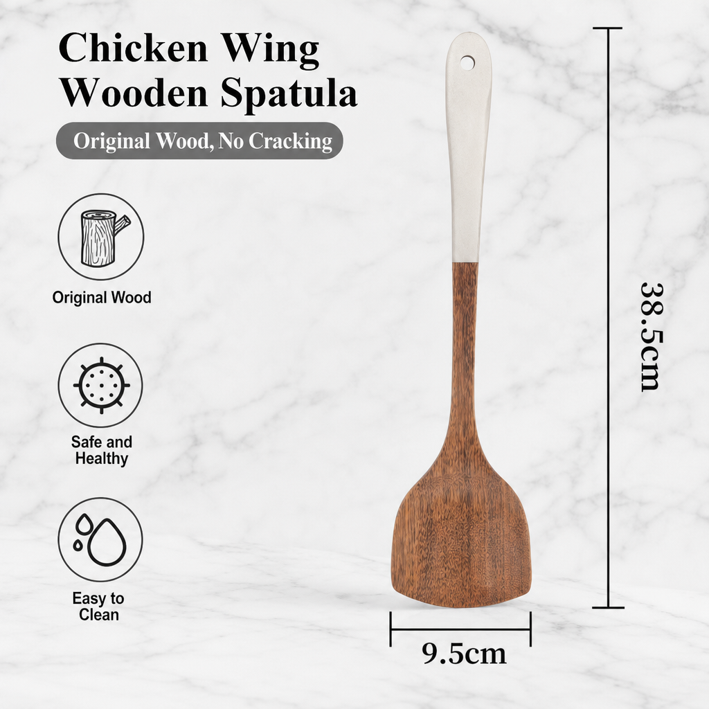 Long Handle Chicken Wing Wood Spatula