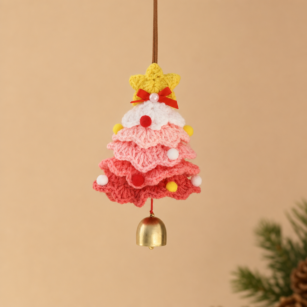 Christmas Crochet Hanging Ornament Car Rearview Mirror Decoration