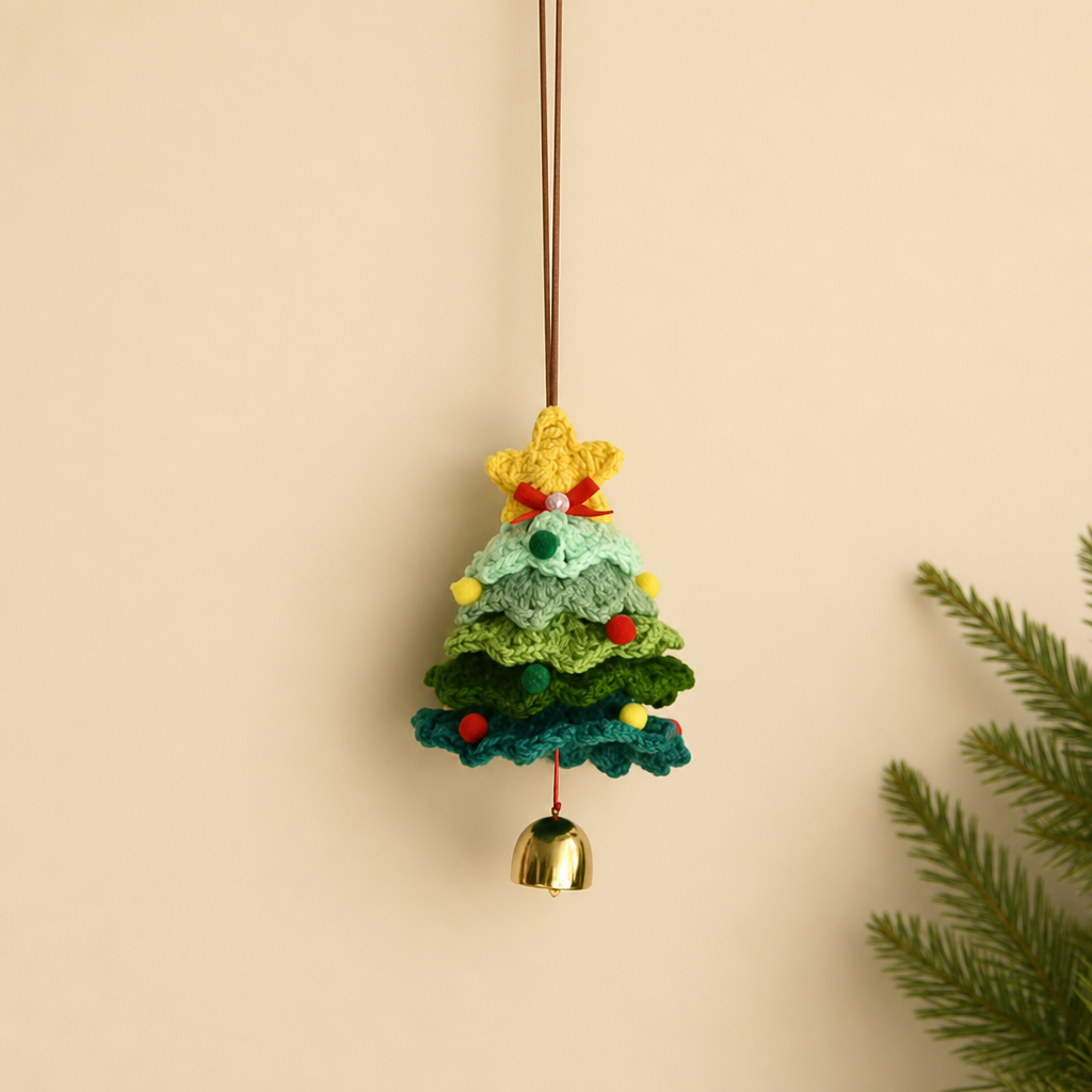 Christmas Crochet Hanging Ornament Car Rearview Mirror Decoration