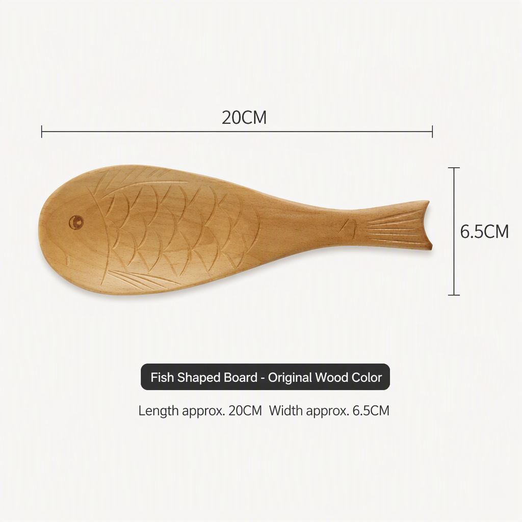 Vintage Lacquered Fish-Shaped Wooden Rice Spatula