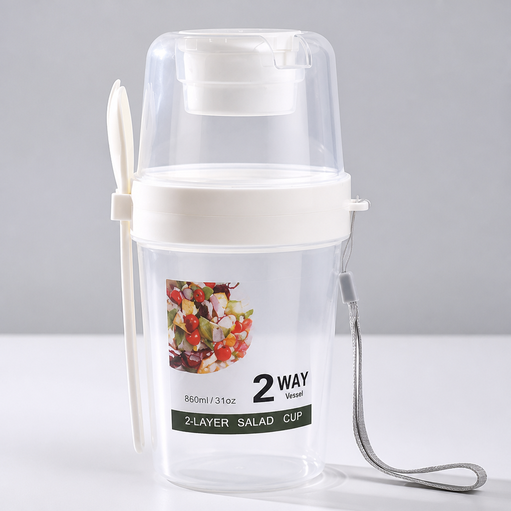 Portable Fruit & Vegetable Yogurt Cup with Fork Lid