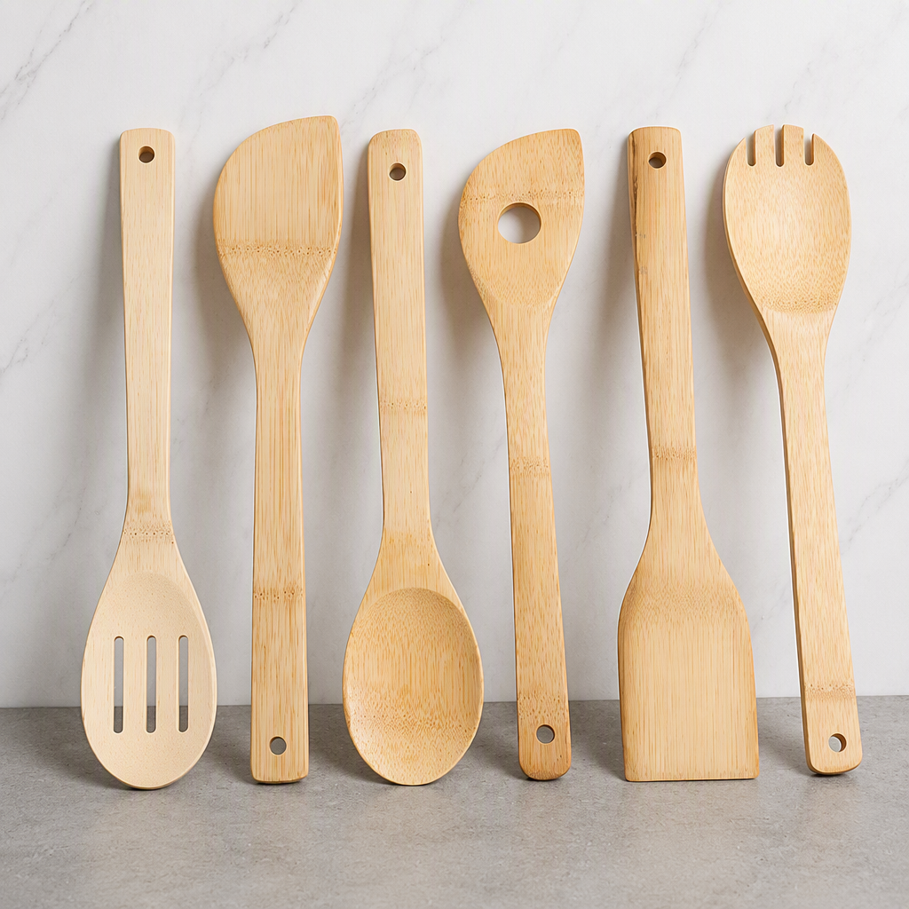 6-Piece Natural Bamboo Kitchen Utensil Set