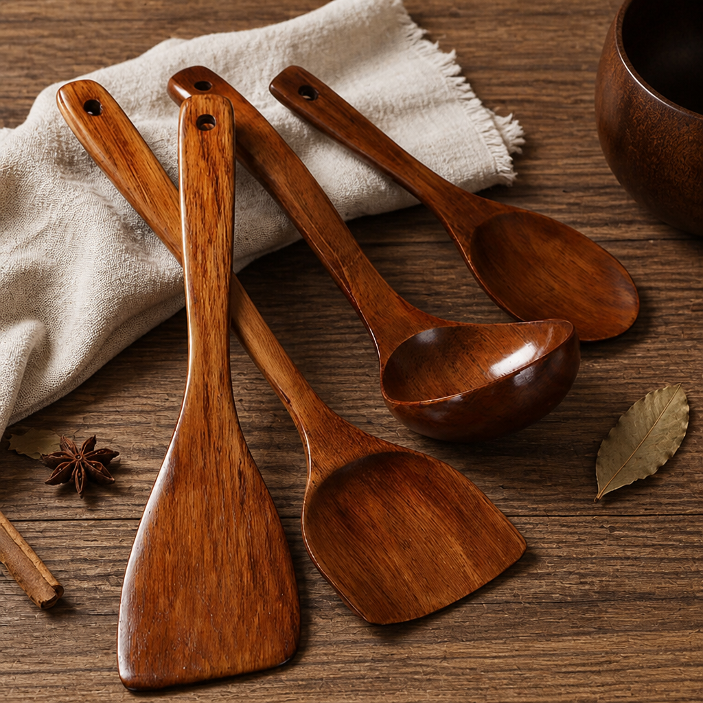 Solid Wood Cooking Spatula, Long Handle Wooden Kitchen Turner