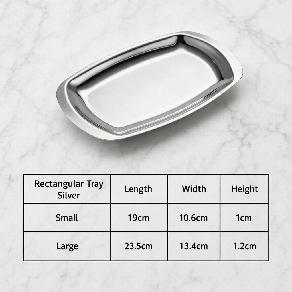 Stainless Steel Jewelry Tray Silver Rectangular Storage Dish Decorative Vanity Organizer