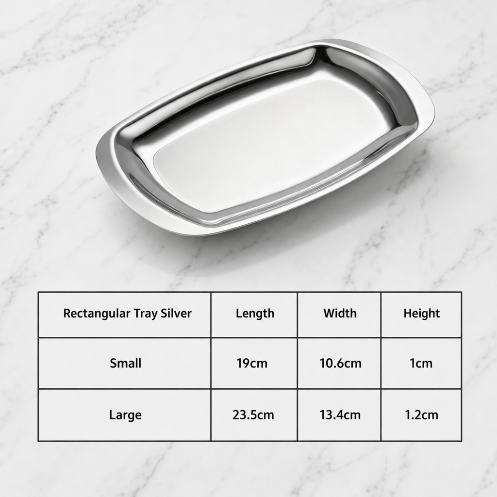 Stainless Steel Jewelry Tray Silver Rectangular Storage Dish Decorative Vanity Organizer