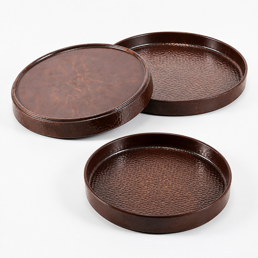 Melamine Round Serving Plate Porcelain-Look Tableware Rustic Outdoor Style Hot Pot Dish