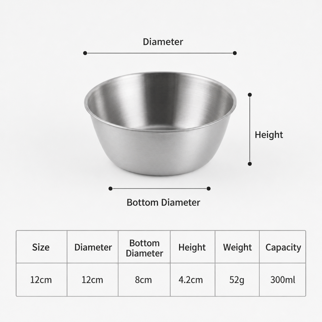 Silver 304 Stainless Steel Rice Wine Bowl
