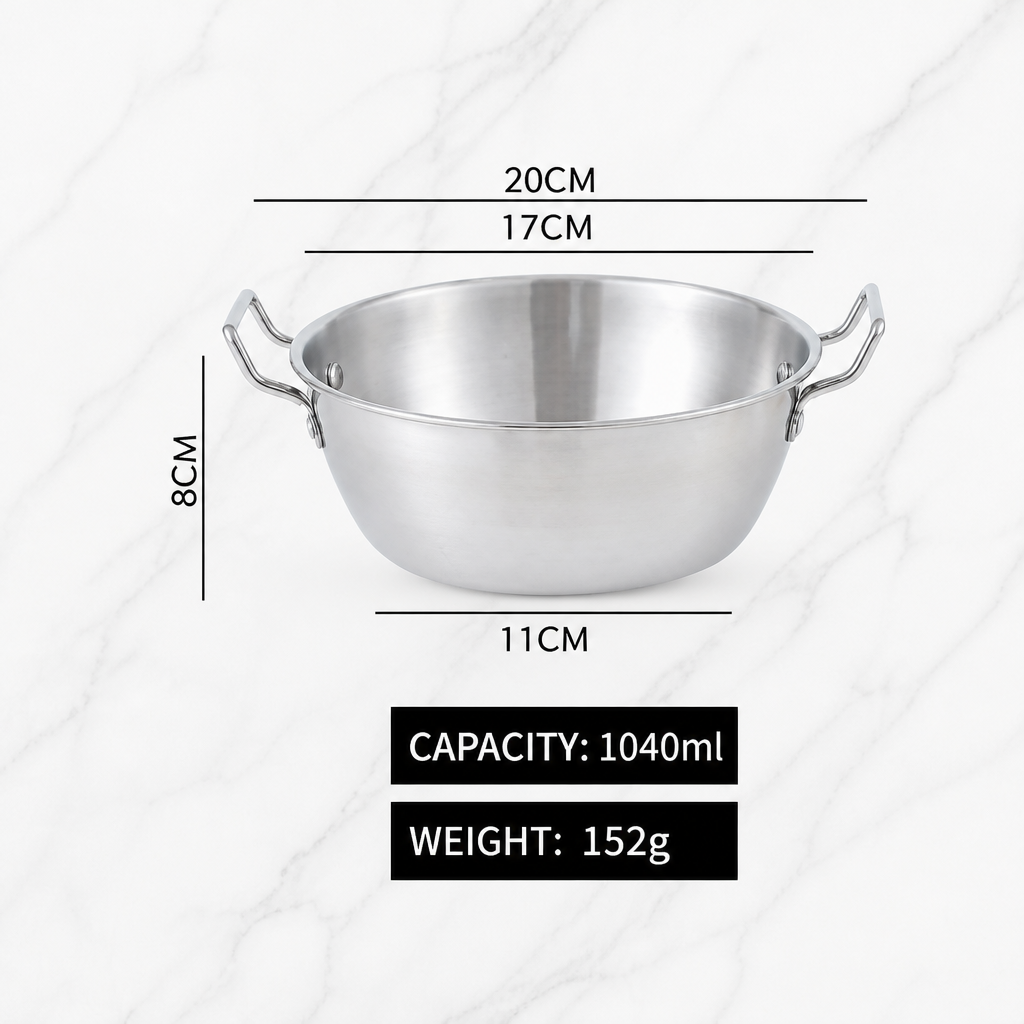 Stainless Steel Mini Cooking Pot with Double Handles